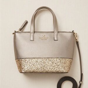 kate spade Metallic Taupe Crossbody with Gold Glitter Base